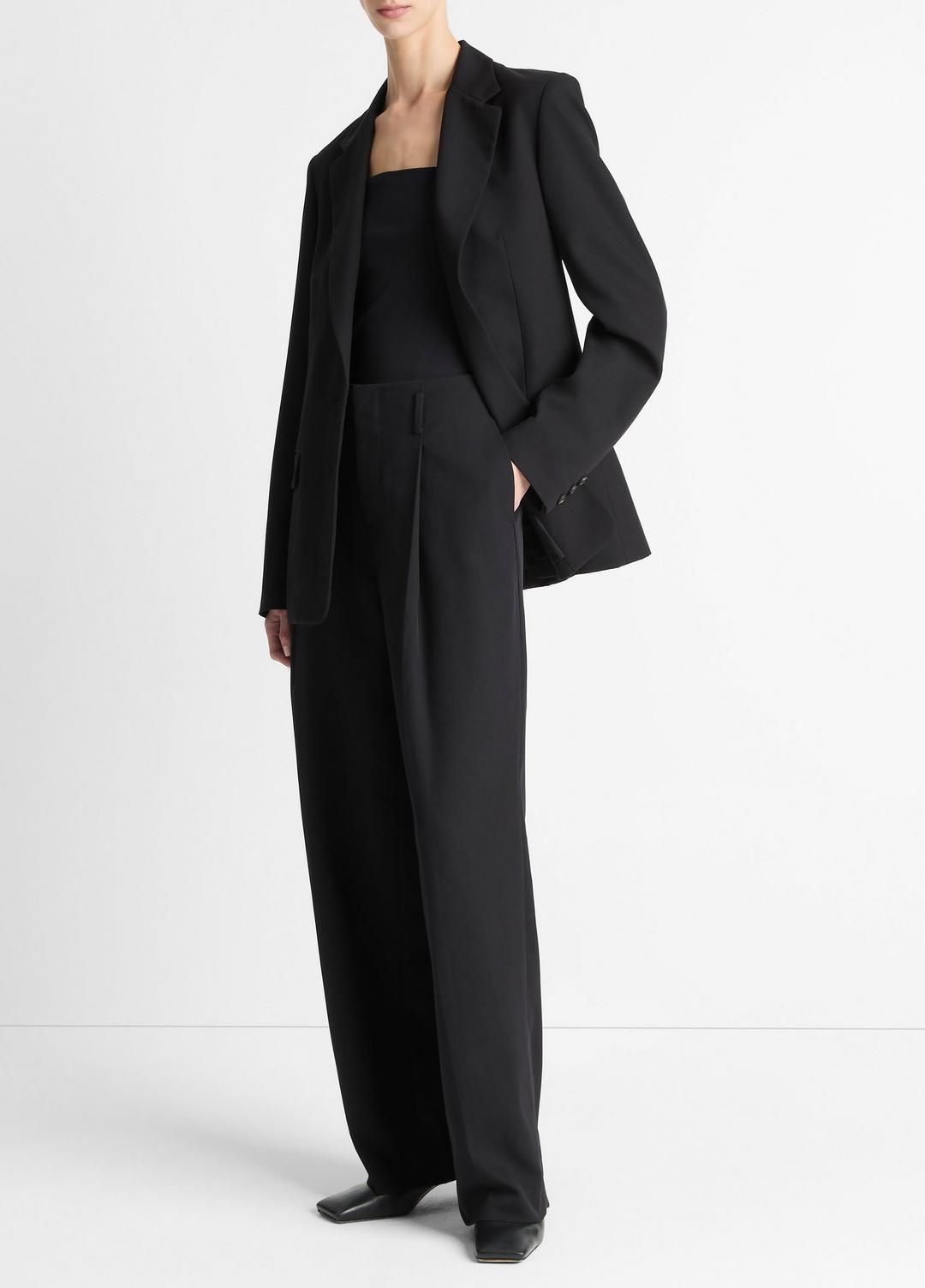 VINCE | High-Waist Pleated Trouser in Trousers - BLACK