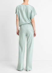 VINCE | Colette High-Rise Fluid Satin Bias Pant in Trousers - ALOE STONE