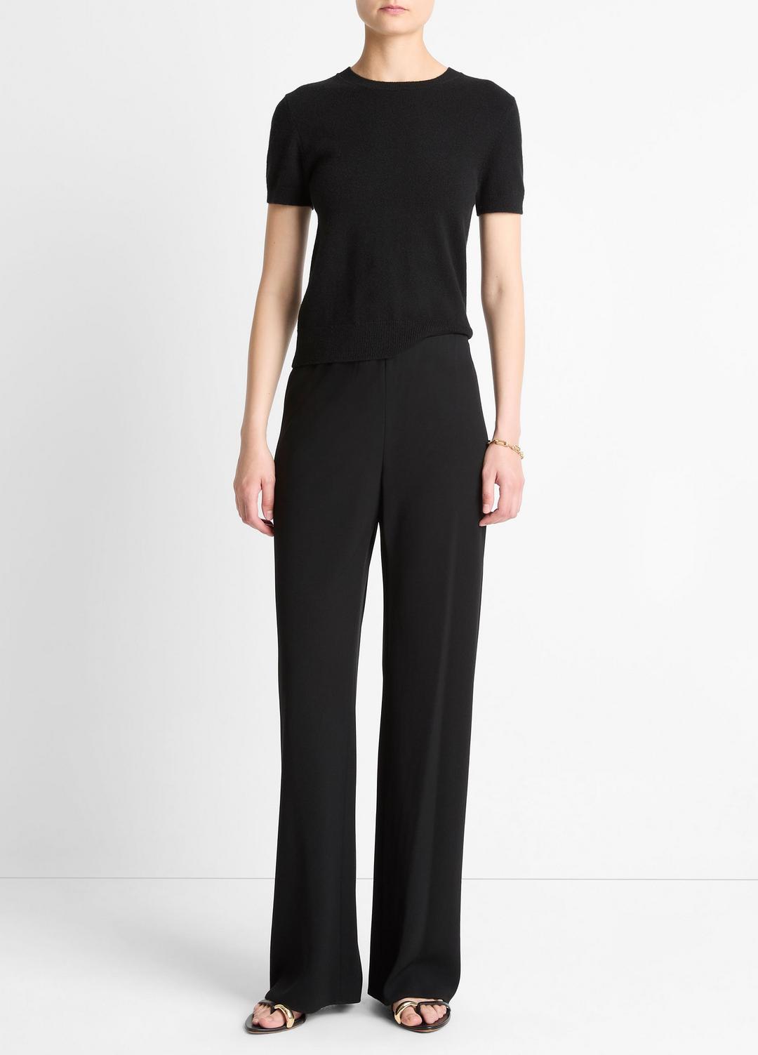 VINCE | Colette High-Rise Crepe Bias Pant in Trousers - BLACK