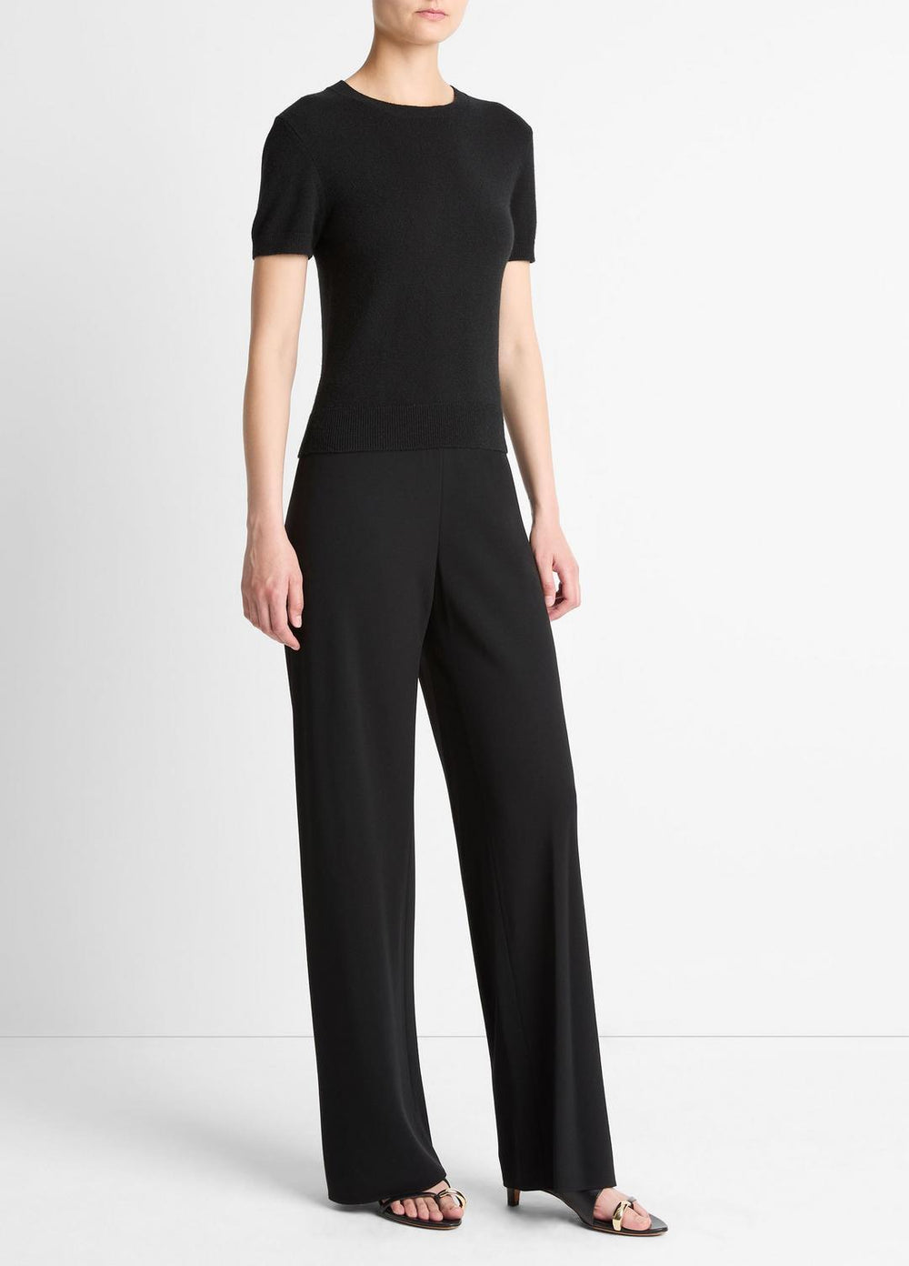 VINCE | Colette High-Rise Crepe Bias Pant in Trousers - BLACK