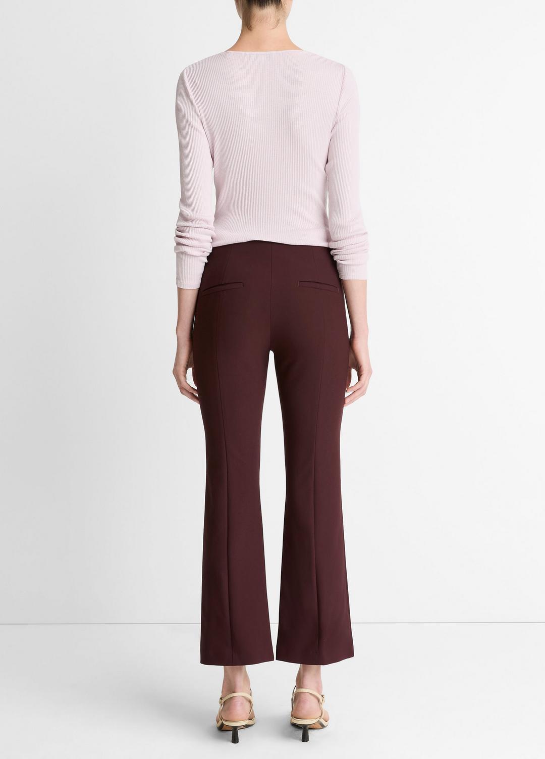 VINCE | Niki Mid-Rise Pintuck Crop Flare Pant in Trousers - OXBLOOD