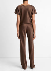 VINCE | Colette High-Rise Fluid Satin Bias Pant in Trousers - ESPRESSO
