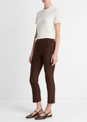 VINCE | Suede Split-Hem Cropped Pant in Leggings - CHOCOLATE