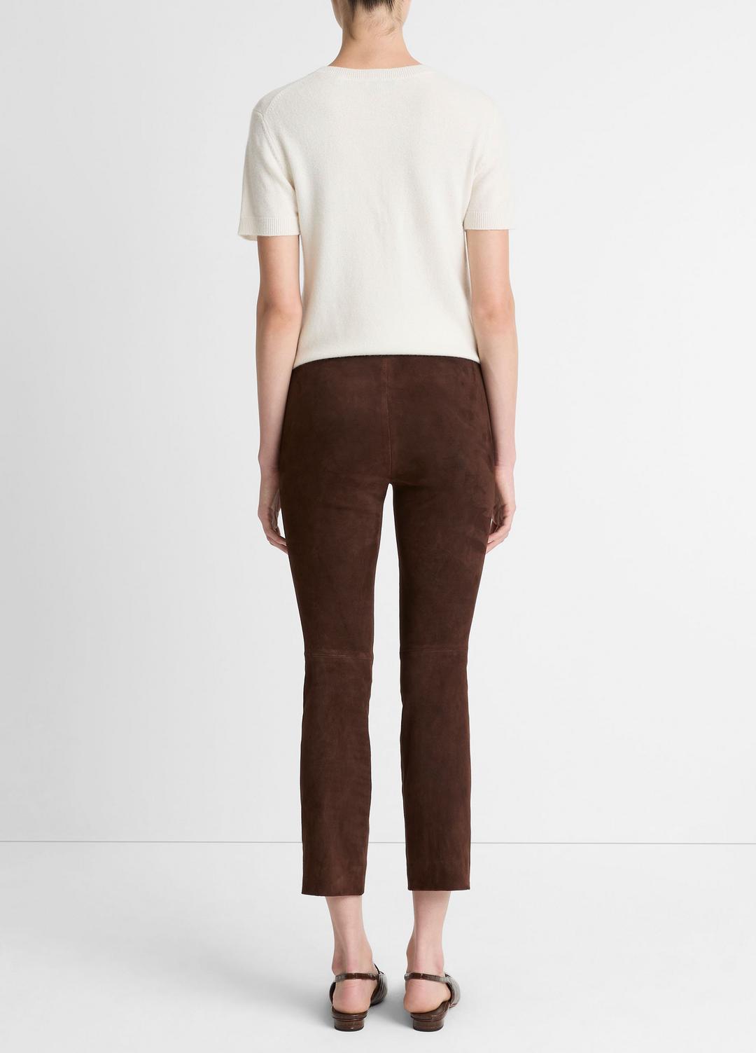 VINCE | Suede Split-Hem Cropped Pant in Leggings - CHOCOLATE