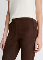 VINCE | Suede Split-Hem Cropped Pant in Leggings - CHOCOLATE