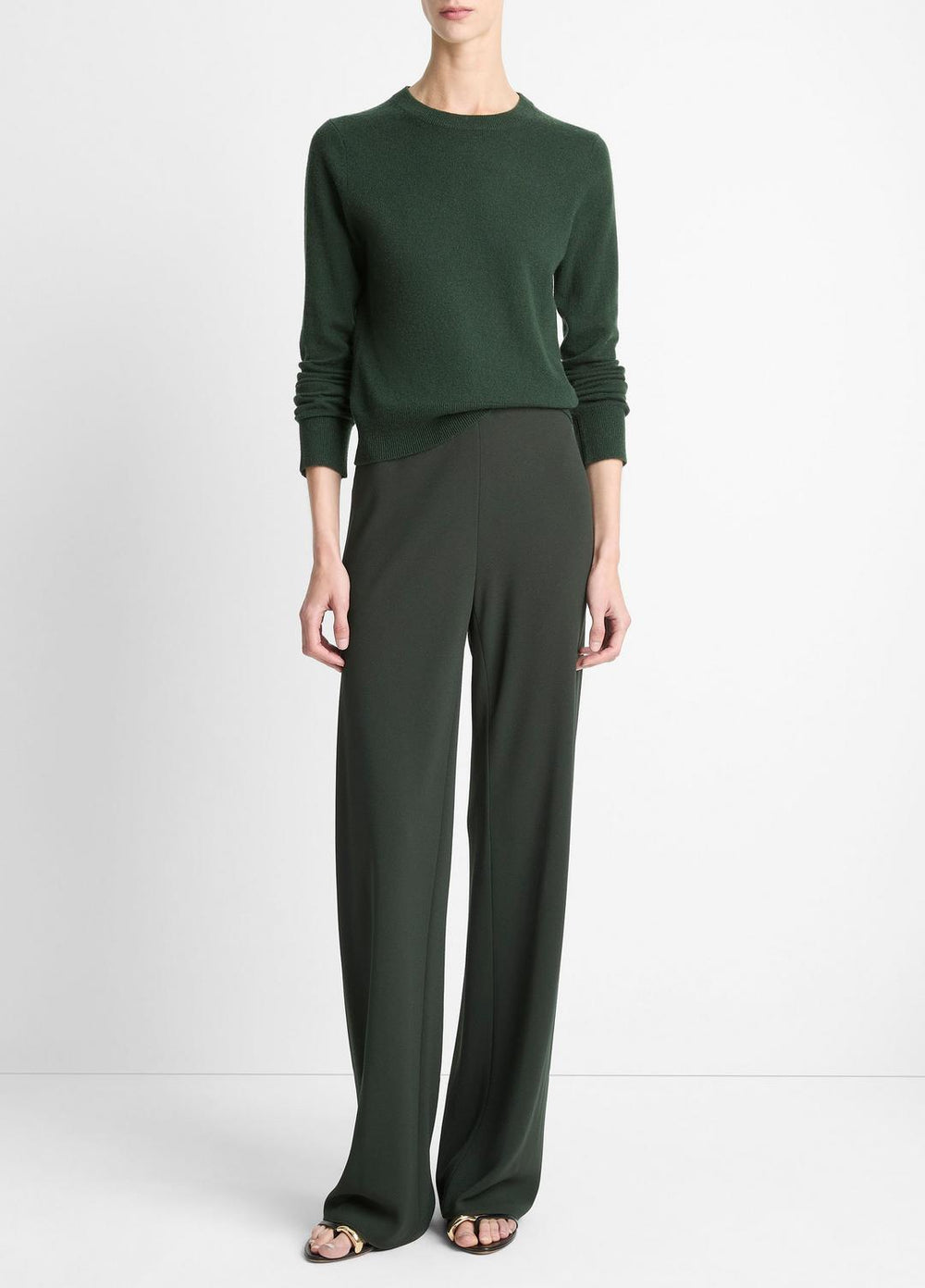 VINCE | Colette High-Rise Crepe Bias Pant in Trousers - VERDE