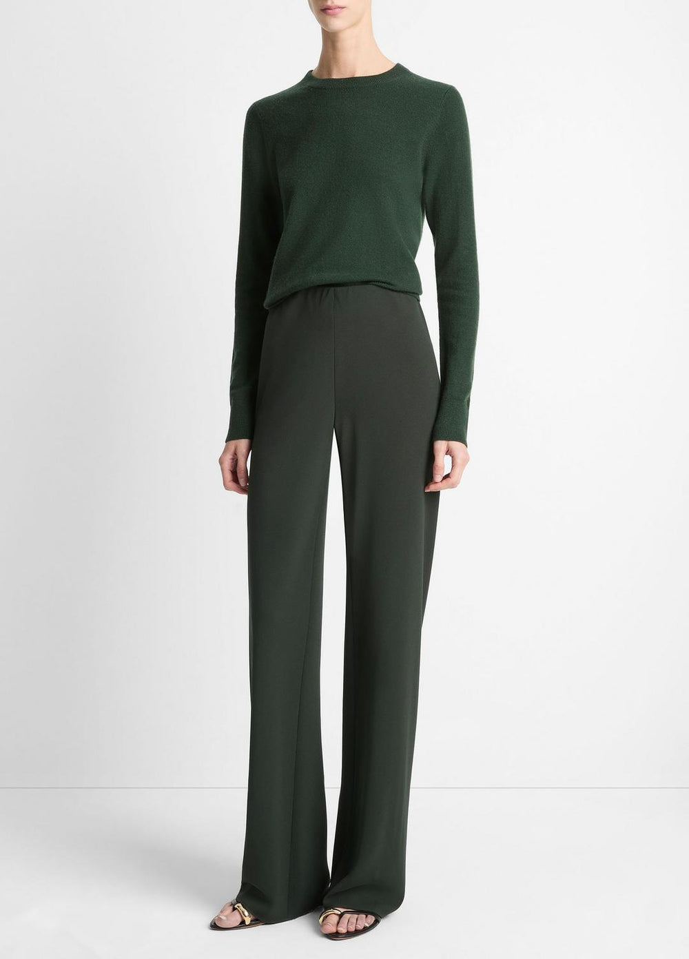 VINCE | Colette High-Rise Crepe Bias Pant in Trousers - VERDE