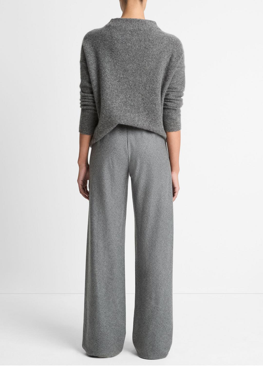 VINCE | Italian Wool-Blend High-Waist Bias Pant in Trousers - MEDIUM HEATHER GREY