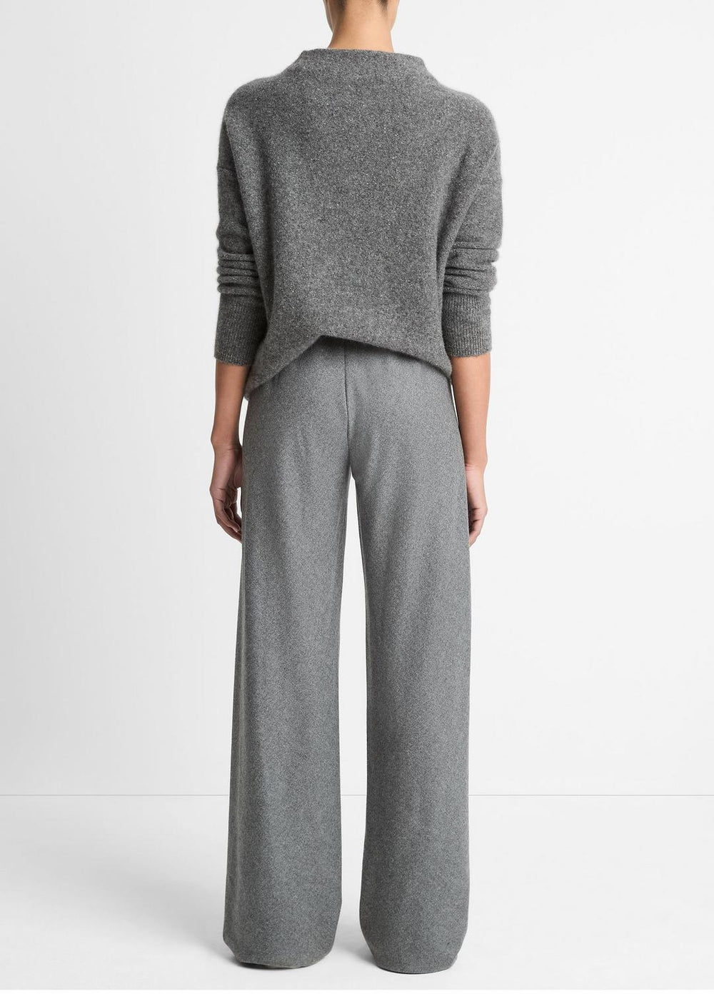 VINCE | Italian Wool-Blend High-Waist Bias Pant in Trousers - MEDIUM HEATHER GREY