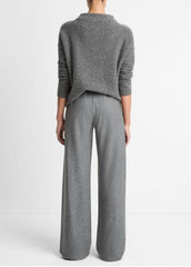VINCE | Italian Wool-Blend High-Waist Bias Pant in Trousers - MEDIUM HEATHER GREY