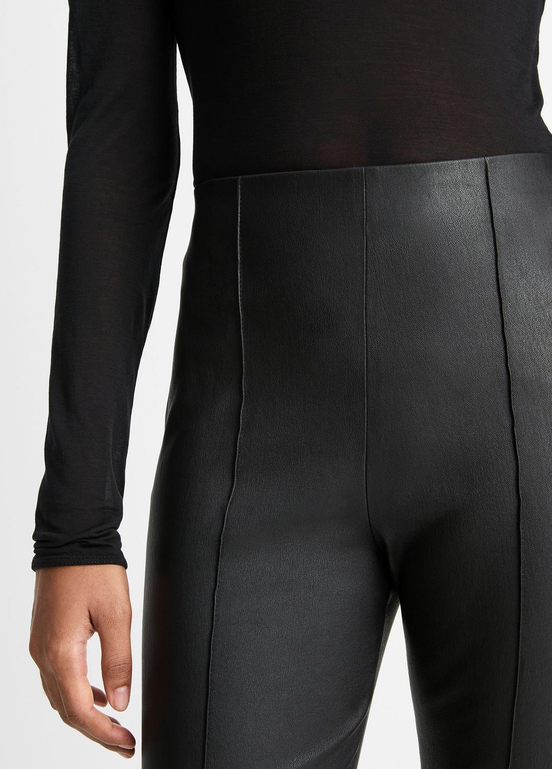 VINCE | Stretch-Leather Crop Flare Pant in Trousers - BLACK
