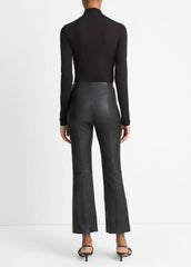 VINCE | Stretch-Leather Crop Flare Pant in Trousers - BLACK