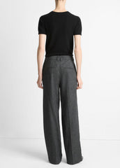 VINCE | Italian Jaspe Pintuck High-Waist Wide-Leg Pant in Wide Leg - MEDIUM HEATHER GREY