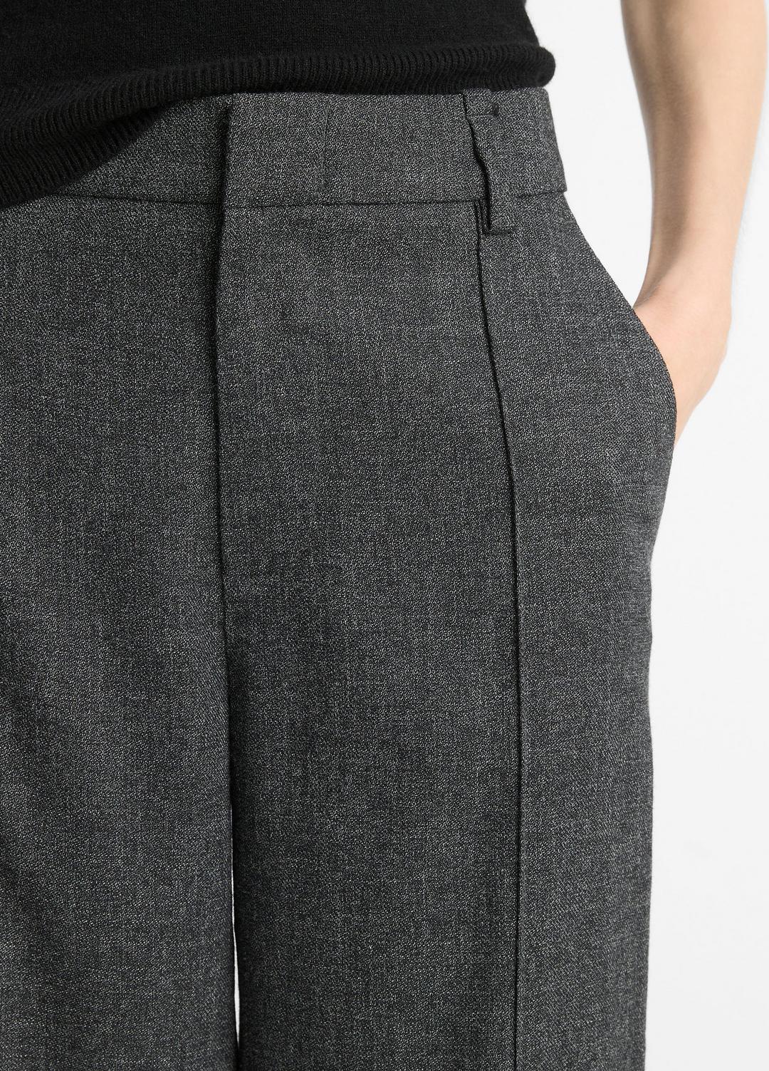 VINCE | Italian Jaspe Pintuck High-Waist Wide-Leg Pant in Wide Leg - MEDIUM HEATHER GREY