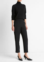 VINCE | Crepe Tapered Pull-On Pant in Trousers - BLACK