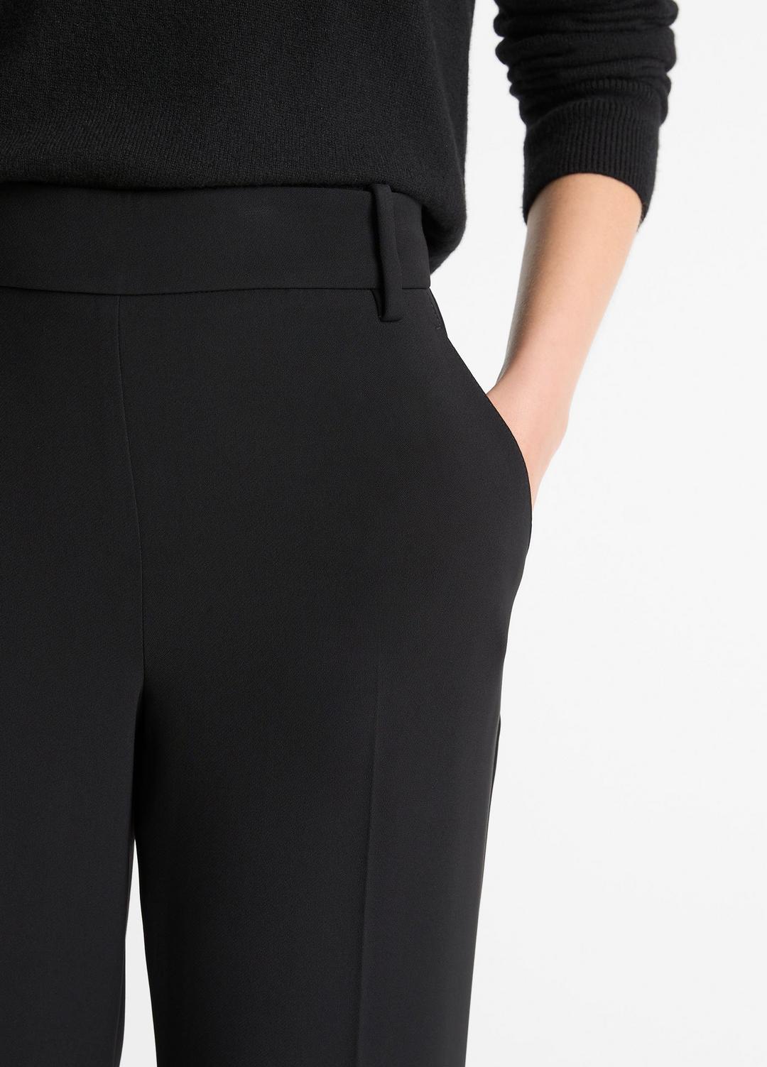 VINCE | Crepe Tapered Pull-On Pant in Trousers - BLACK