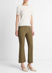 VINCE | Niki Mid-Rise Pintuck Crop Flare Pant in Trousers - CYPRESS