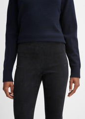 VINCE | Stretch Suede Split Hem Crop Legging in Leggings - COASTAL BLUE