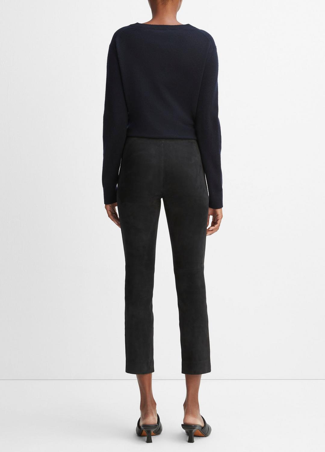 VINCE | Stretch Suede Split Hem Crop Legging in Leggings - COASTAL BLUE