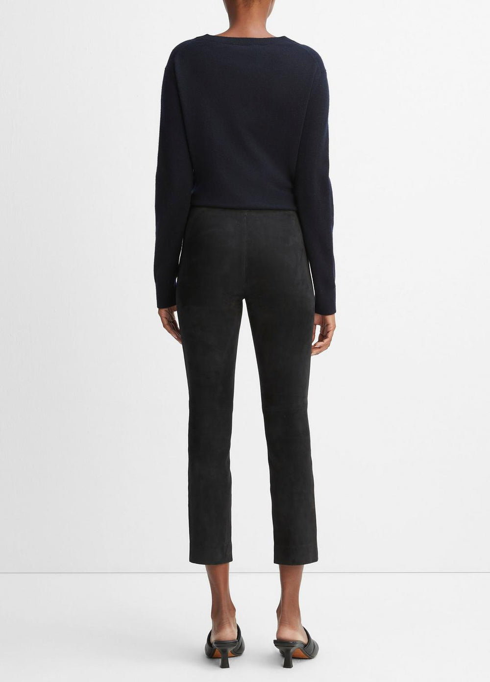 VINCE | Stretch Suede Split Hem Crop Legging in Leggings - COASTAL BLUE