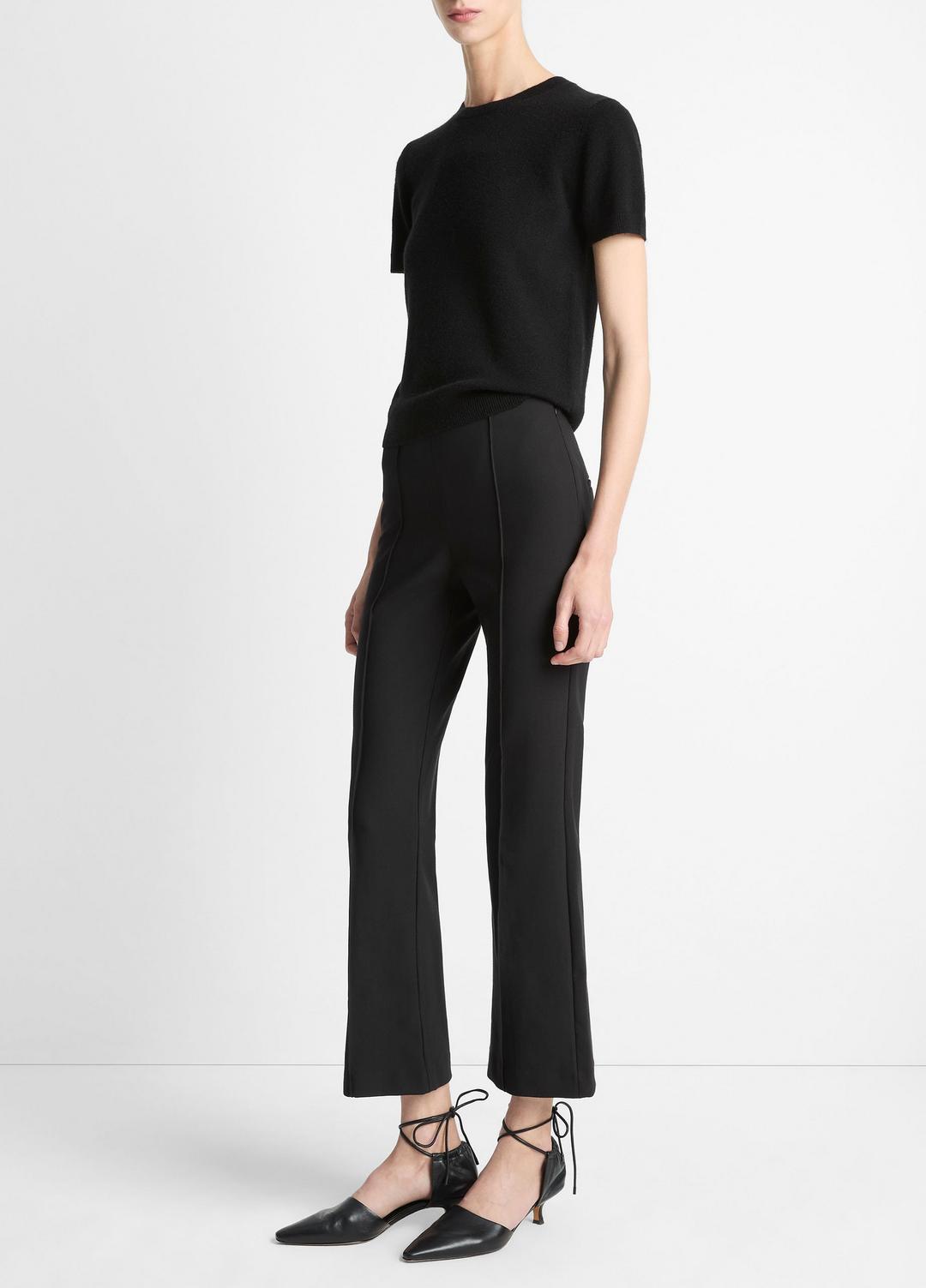 VINCE | Niki Mid-Rise Pintuck Crop Flare Pant in Trousers - BLACK