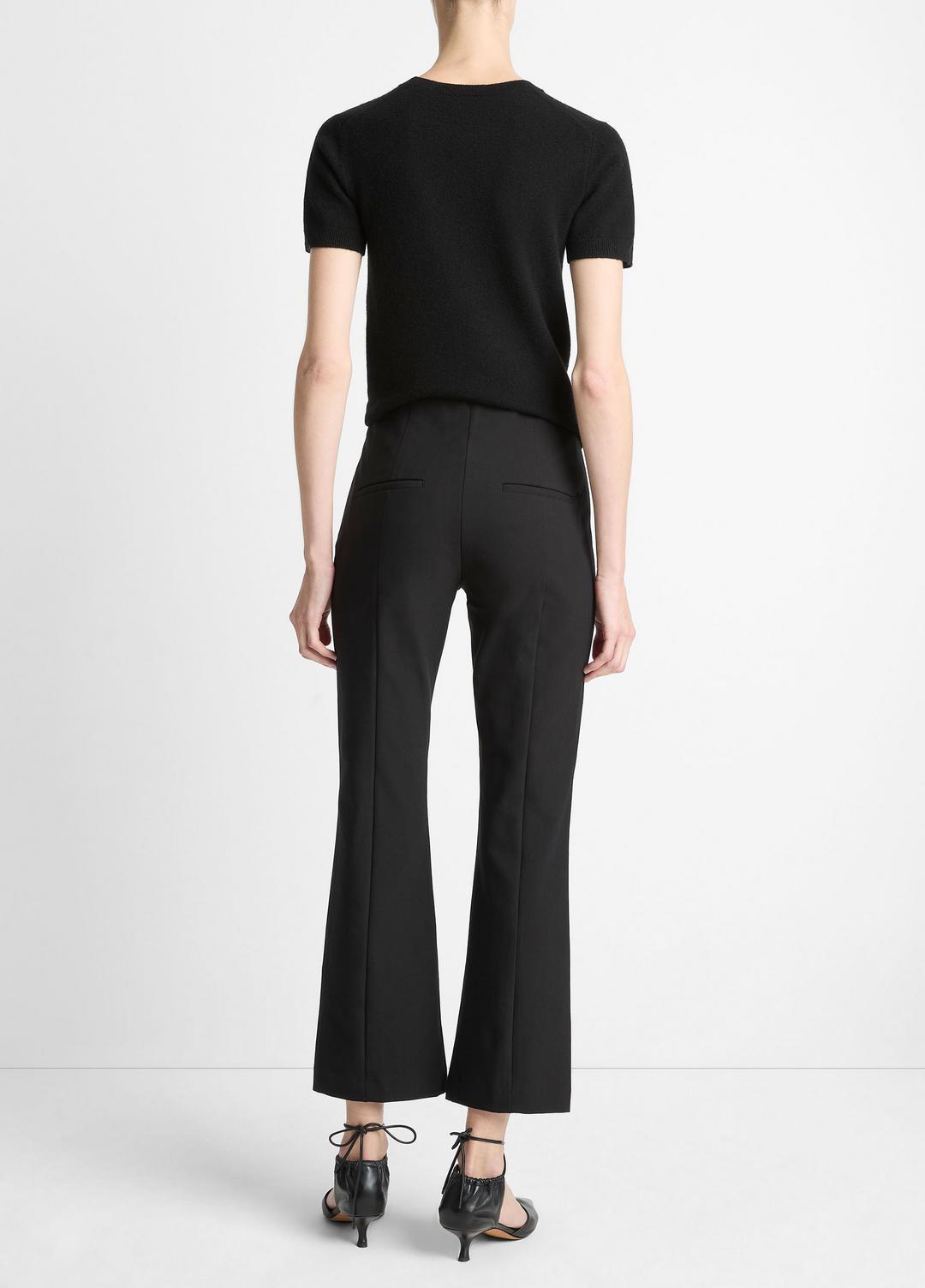 VINCE | Niki Mid-Rise Pintuck Crop Flare Pant in Trousers - BLACK