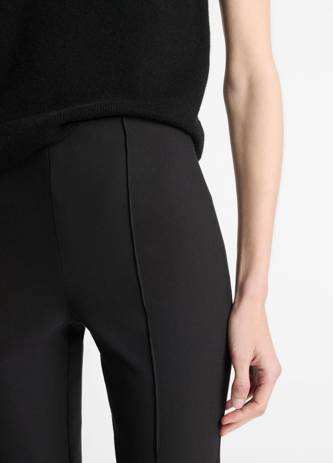 VINCE | Niki Mid-Rise Pintuck Crop Flare Pant in Trousers - BLACK