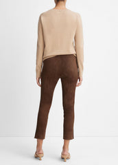 VINCE | Stretch Suede Split Hem Crop Legging in Leggings - DARK WHEAT