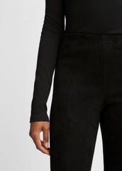 VINCE | Stretch-Suede Cropped Flare Legging in Leggings - BLACK