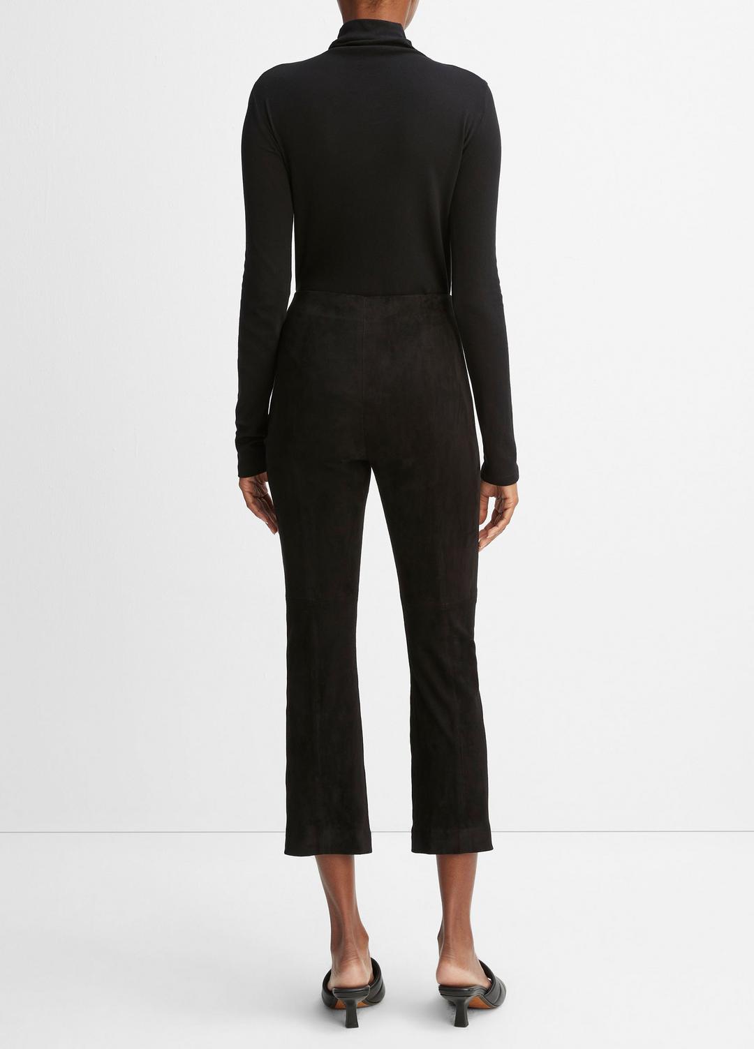 VINCE | Stretch-Suede Cropped Flare Legging in Leggings - BLACK