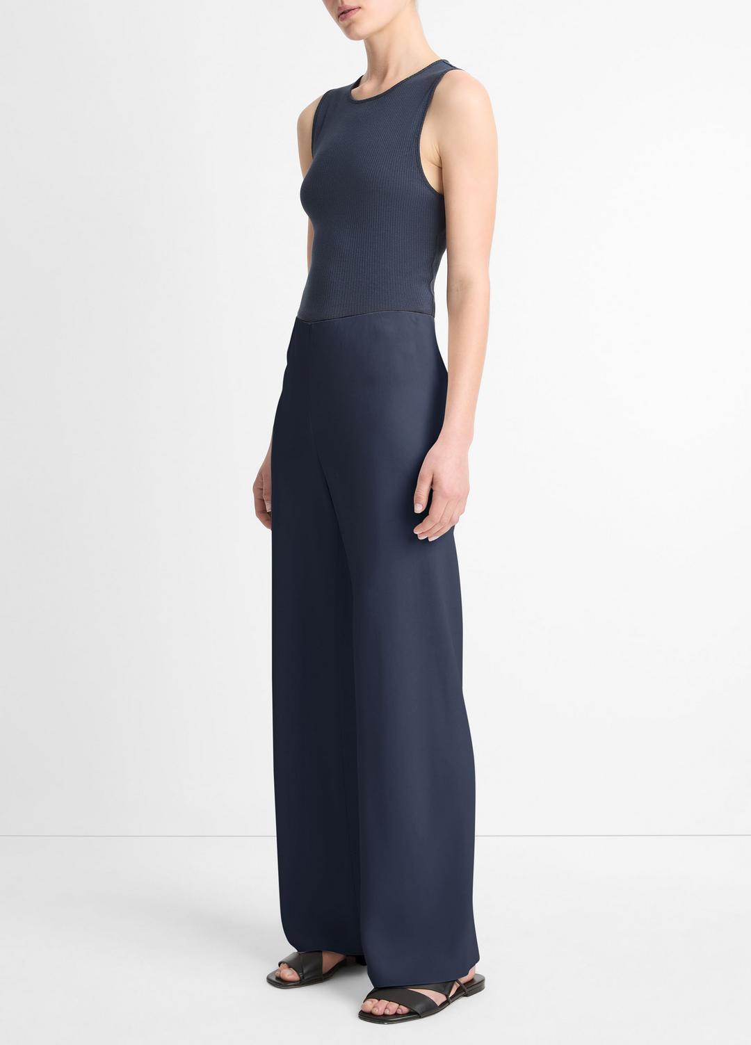 VINCE | Colette High-Rise Crepe Bias Pant in Trousers - COASTAL BLUE