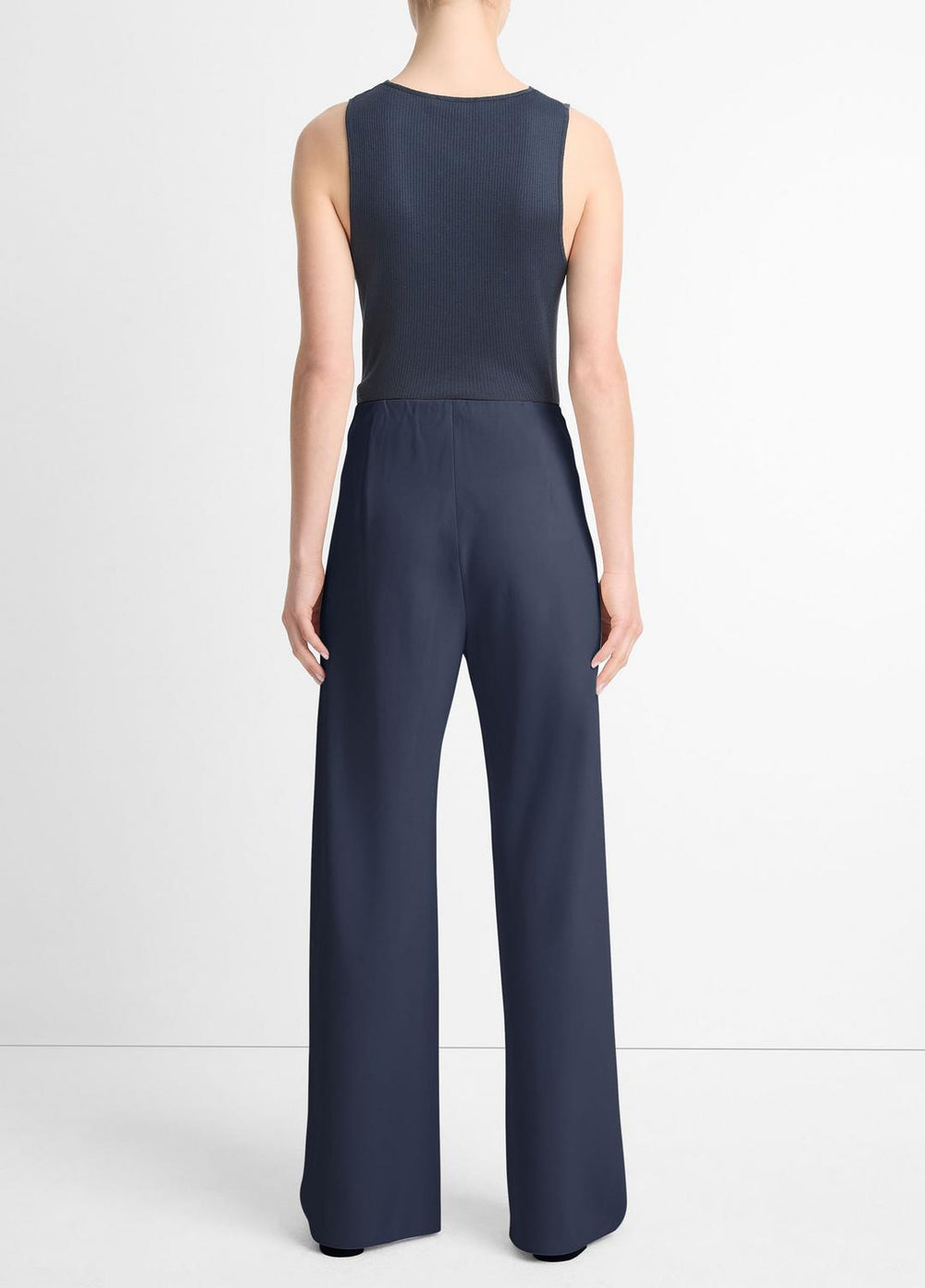 VINCE | Colette High-Rise Crepe Bias Pant in Trousers - COASTAL BLUE