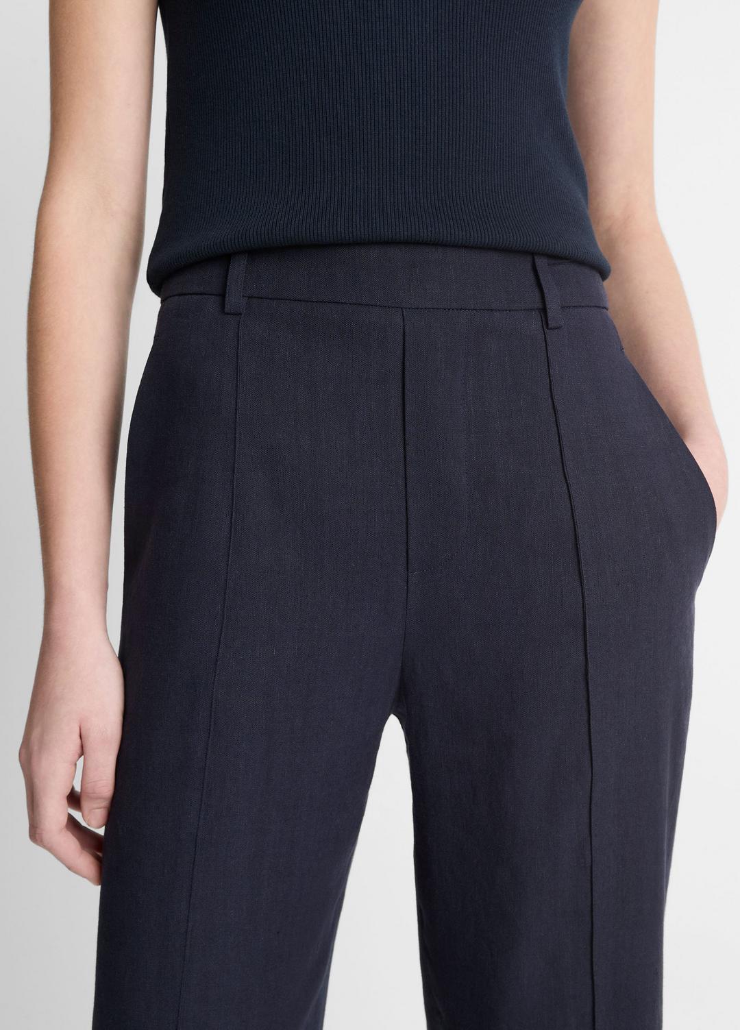 VINCE | Grace Mid-Rise Linen-Blend Pull-On Pant in Trousers - COASTAL BLUE