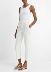 VINCE | Grace Mid-Rise Linen-Blend Pull-On Pant in Trousers - OFF WHITE