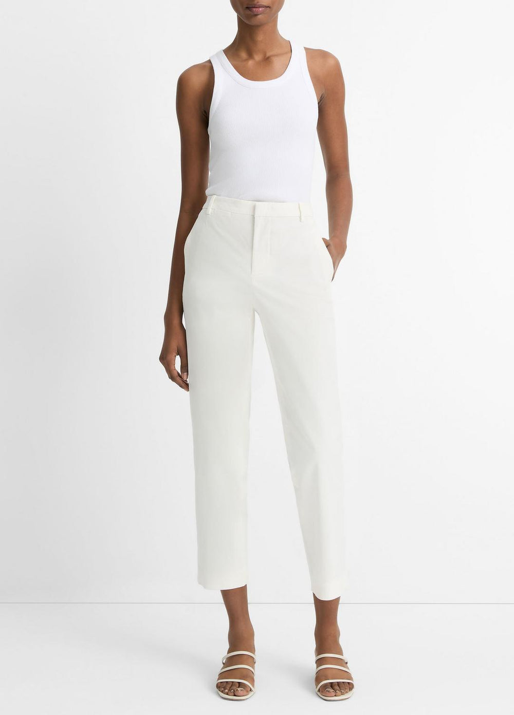 VINCE | Avery Mid-Rise Italian Stretch-Cotton Chino Pant in Trousers - OFF WHITE