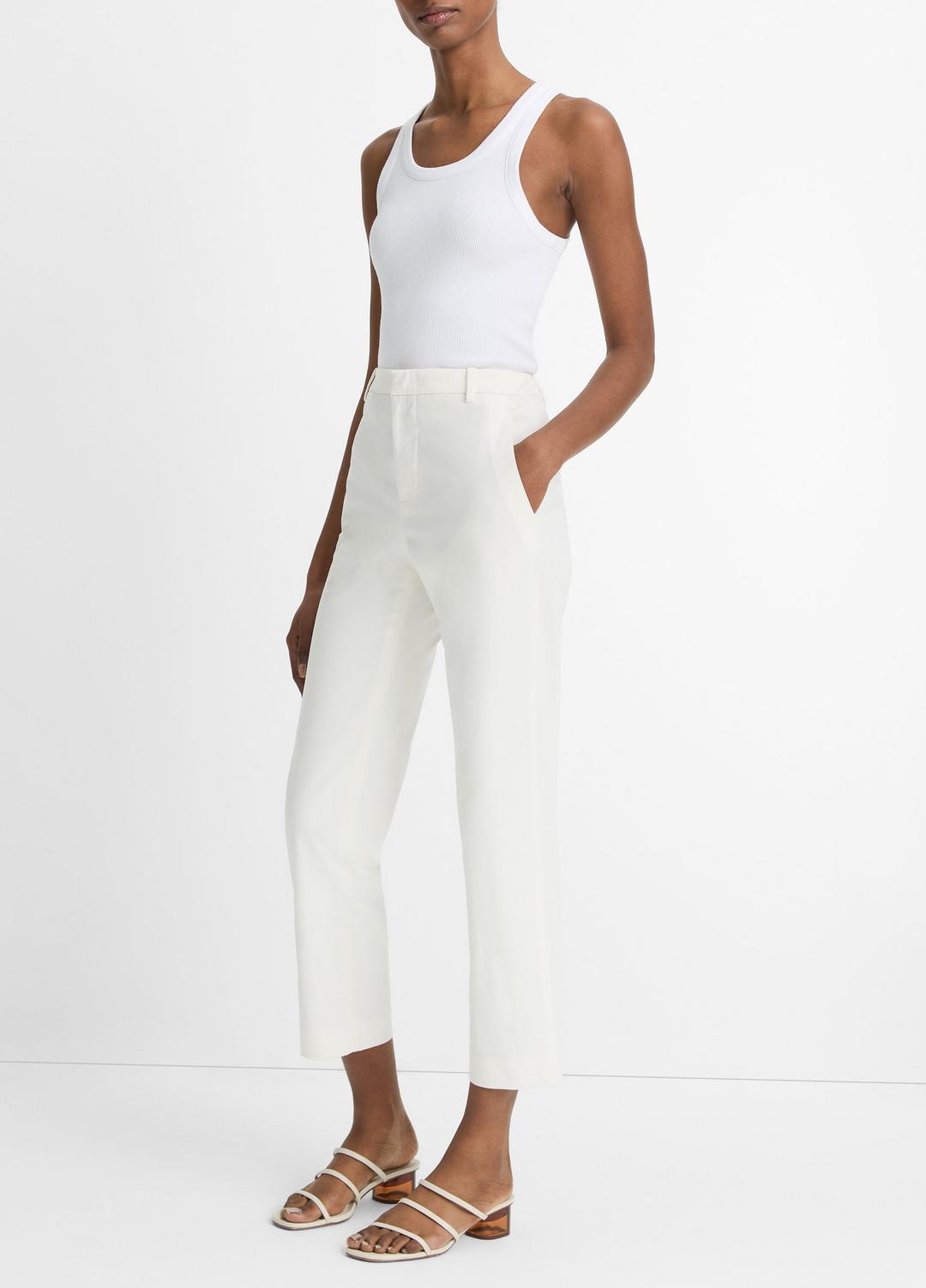 VINCE | Avery Mid-Rise Italian Stretch-Cotton Chino Pant in Trousers - OFF WHITE