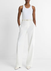 VINCE | Linen-Blend High-Rise Pull-On Pant in Trousers - OFF WHITE