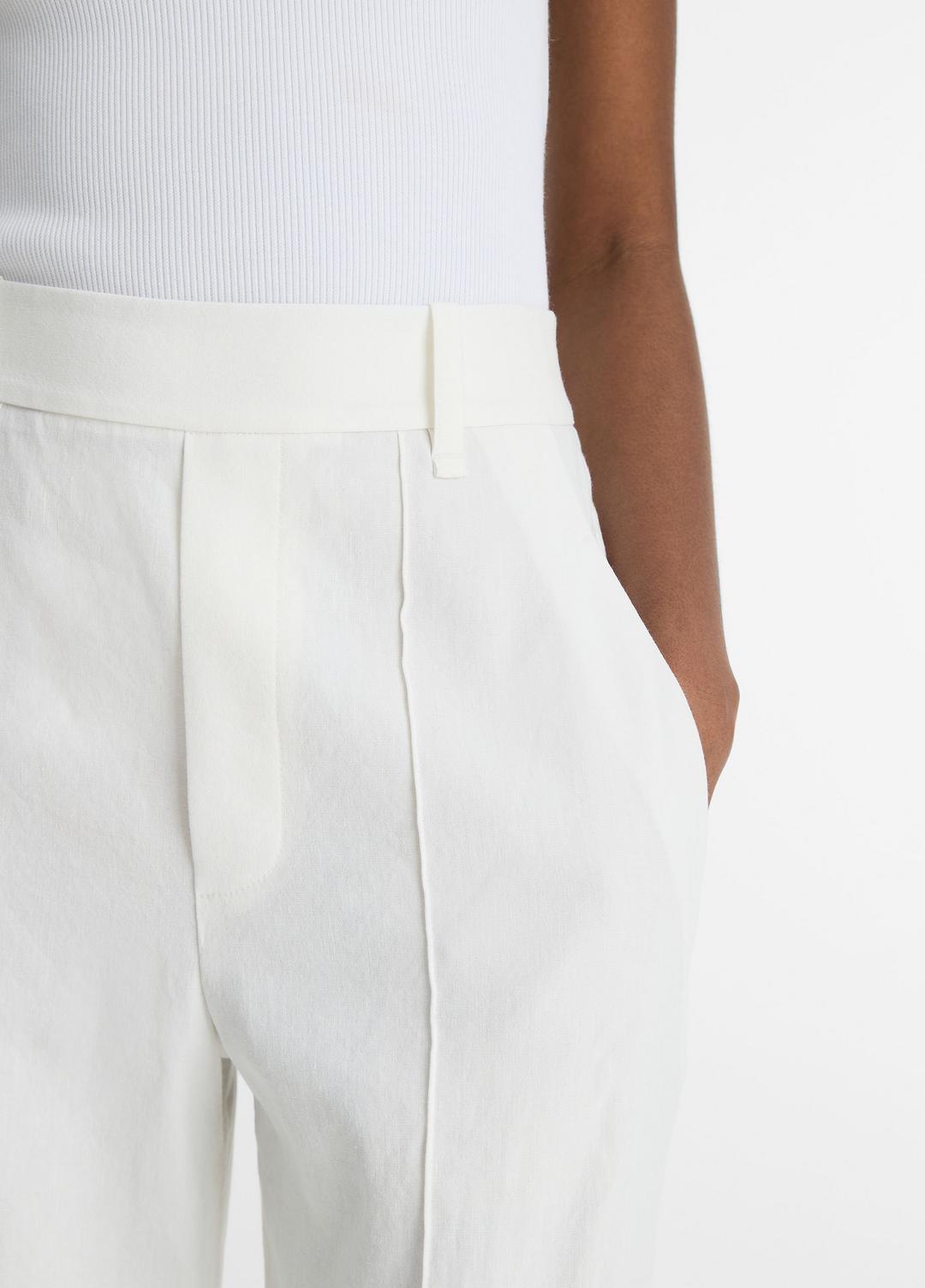 VINCE | Linen-Blend High-Rise Pull-On Pant in Trousers - OFF WHITE