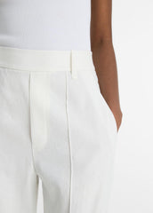VINCE | Linen-Blend High-Rise Pull-On Pant in Trousers - OFF WHITE