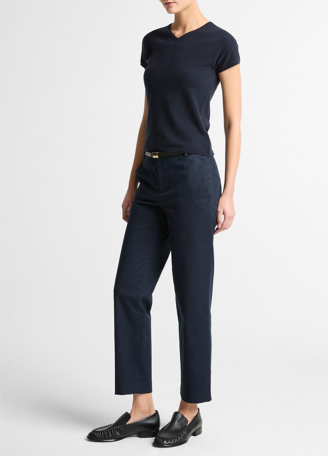 VINCE | Avery Mid-Rise Italian Stretch-Cotton Chino Pant in Trousers - COASTAL BLUE