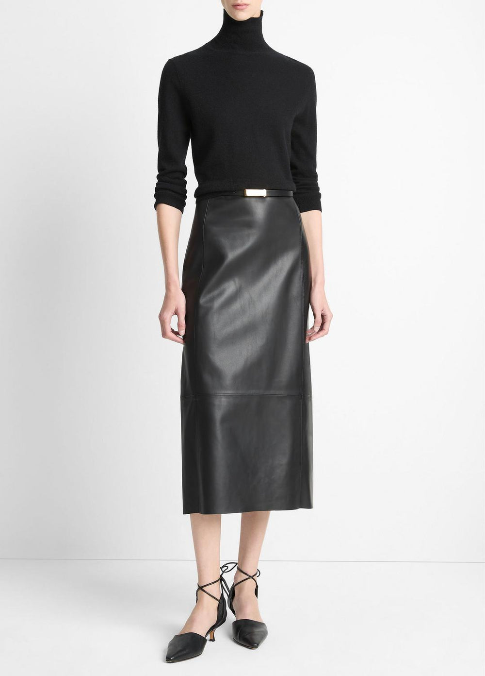 VINCE | Leather Straight Skirt in Skirts - BLACK