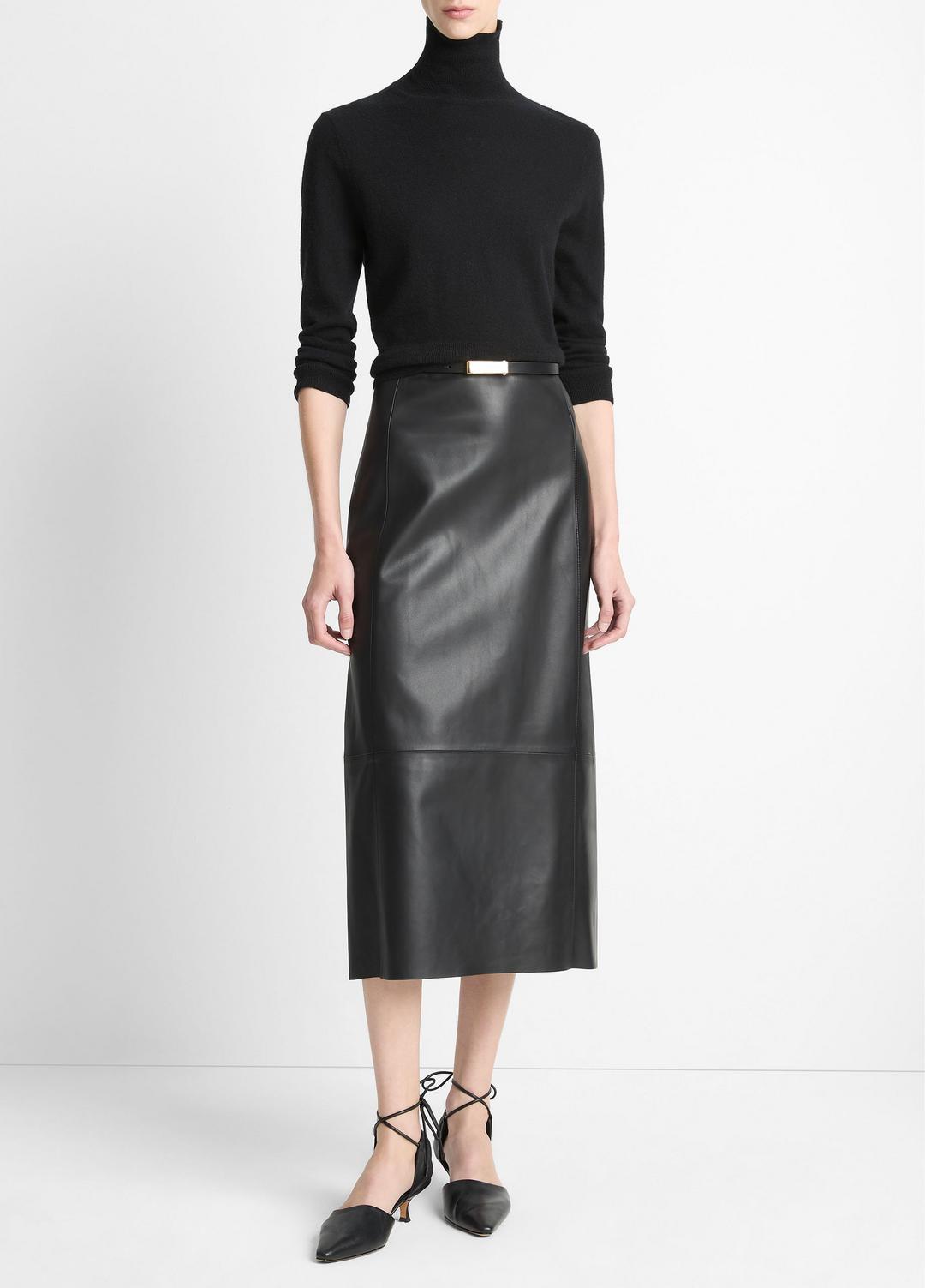 VINCE | Leather Straight Skirt in Skirts - BLACK