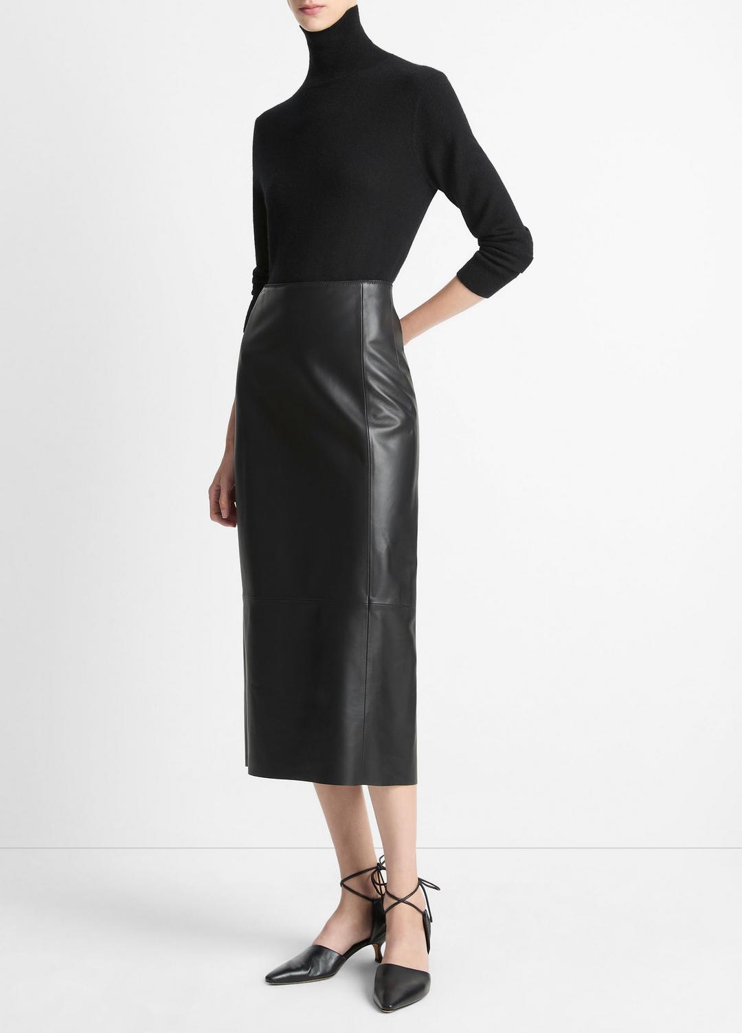 VINCE | Leather Straight Skirt in Skirts - BLACK