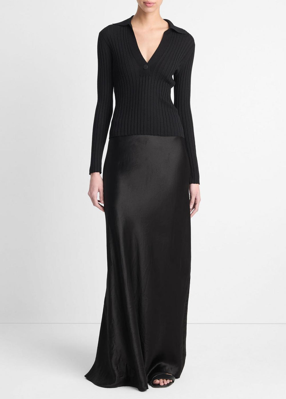 VINCE | Satin Maxi Skirt in Skirts - BLACK