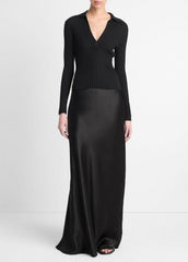 VINCE | Satin Maxi Skirt in Skirts - BLACK