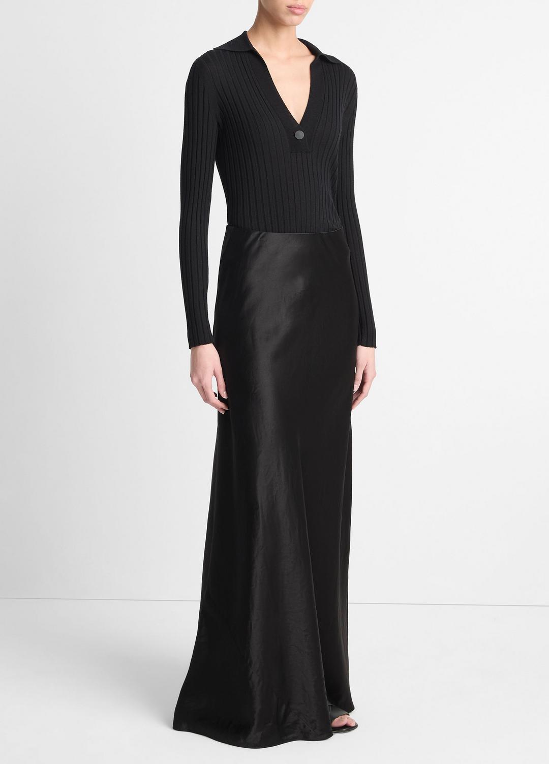 VINCE | Satin Maxi Skirt in Skirts - BLACK
