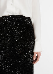 VINCE | Sequined Velvet Column Skirt in Skirts - BLACK
