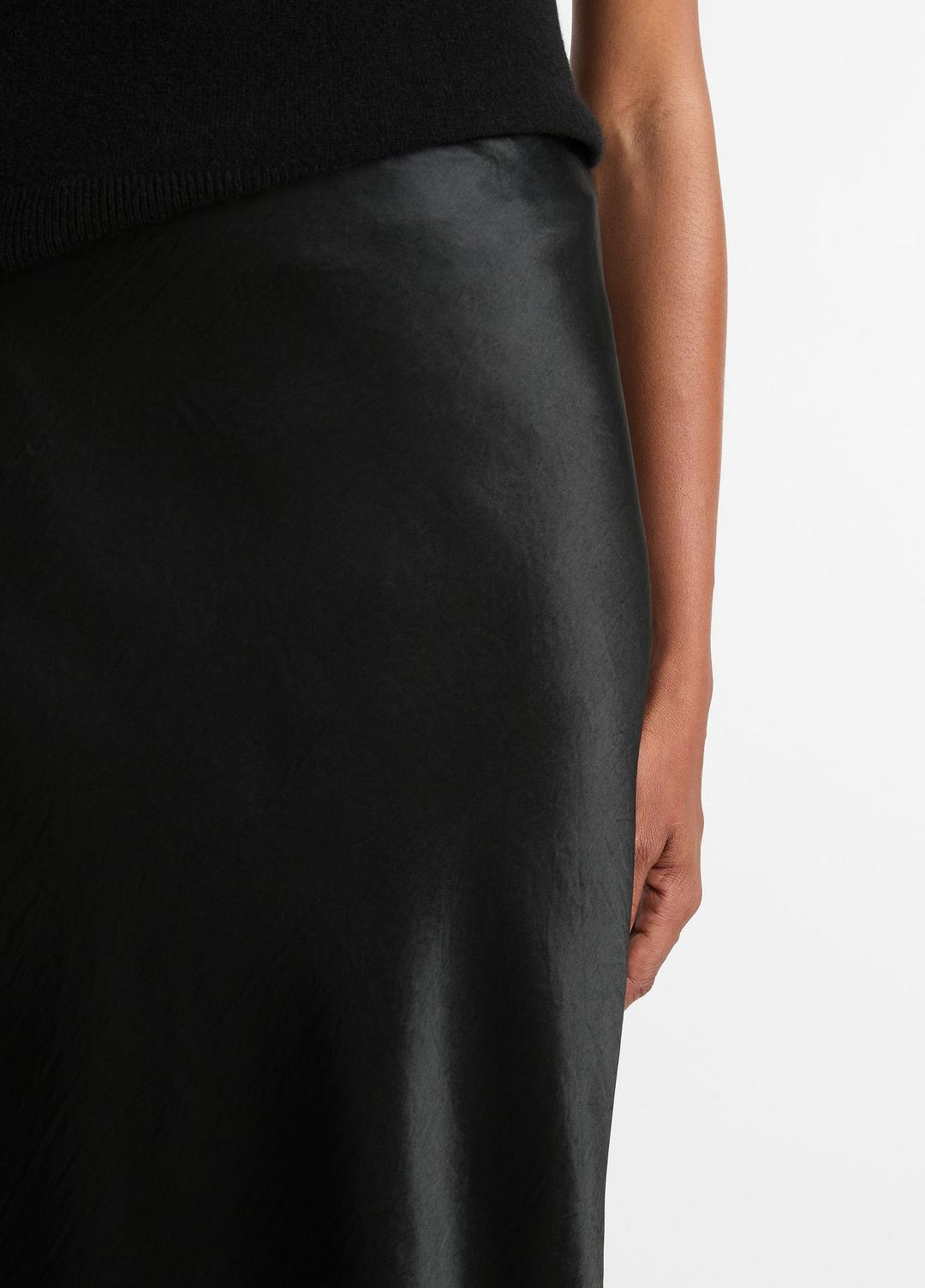 VINCE | Satin Side-Slit Slip Skirt in Skirts - BLACK