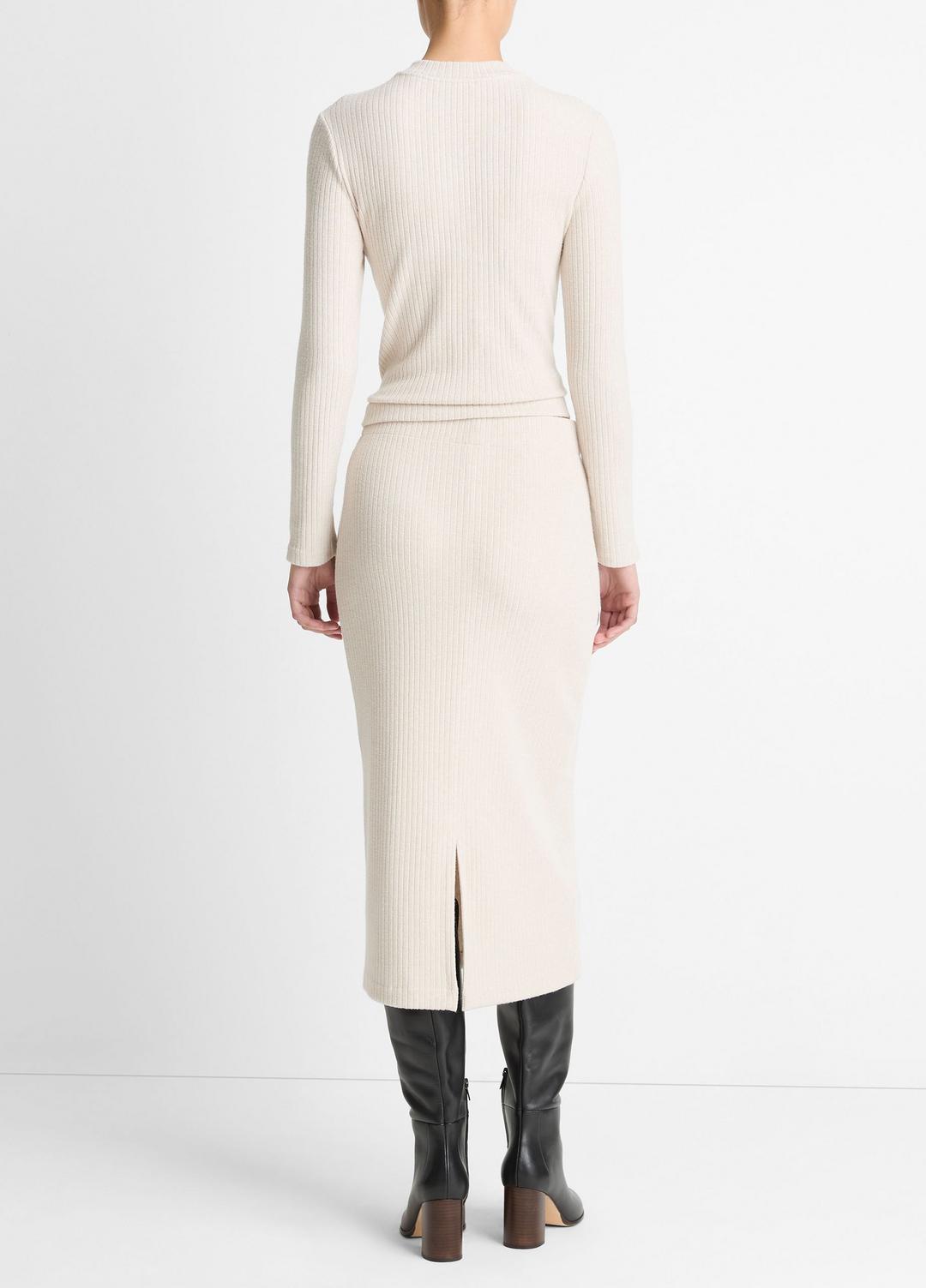 VINCE | Cozy Rib Midi Skirt in Skirts - HEATHER CREAM OAT