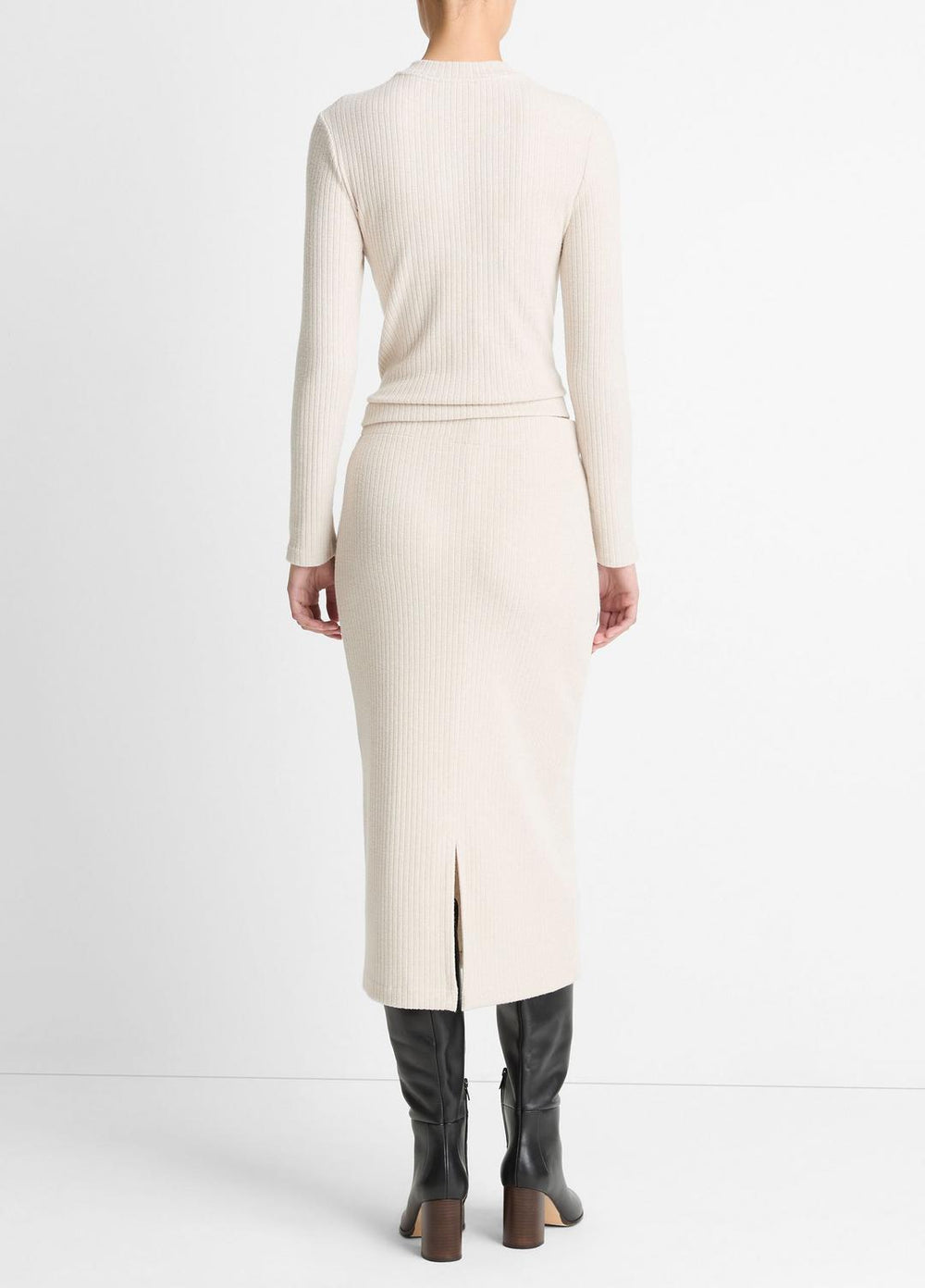 VINCE | Cozy Rib Midi Skirt in Skirts - HEATHER CREAM OAT